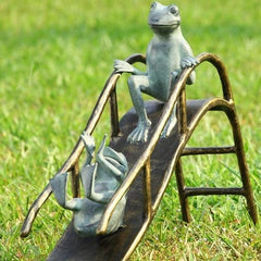 Sliding Frogs Garden Sculpture-Iron Home Concepts