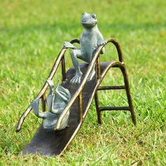 Sliding Frogs Garden Sculpture-Iron Home Concepts