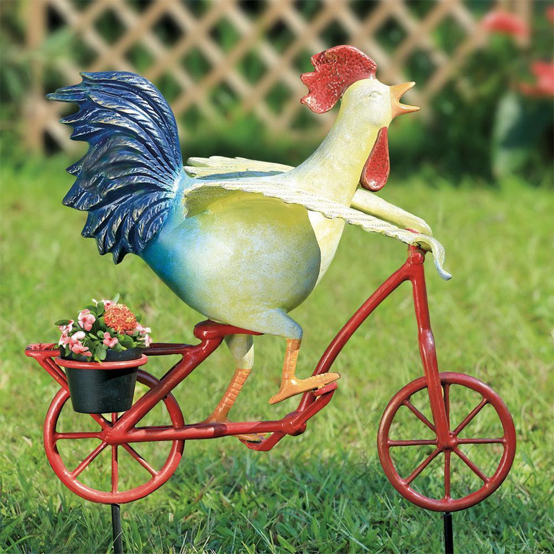 Speedy Chicken Garden Planter Stake-Iron Home Concepts