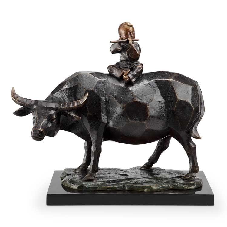 SPI Home Contemplation Flutist and Bull Statue-Iron Home Concepts