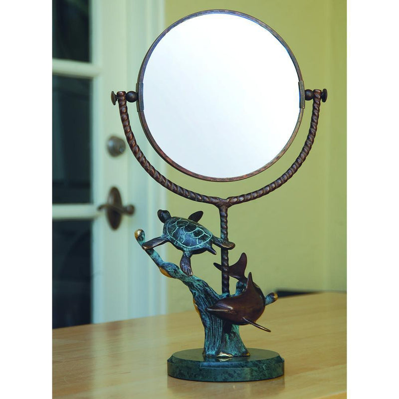 SPI Home Dolphin & Turtle Tabletop Mirror-Iron Home Concepts