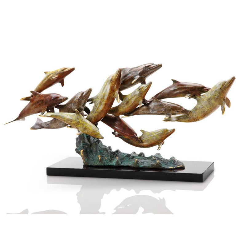 SPI Home Dozen Swimming Dolphins Sculpture-Iron Home Concepts