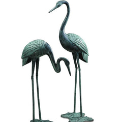 SPI Home Large Brass Garden Crane Statue Pair-Iron Home Concepts