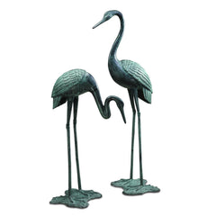 SPI Home Large Brass Garden Crane Statue Pair-Iron Home Concepts