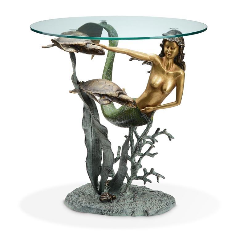 SPI Home Mermaid and Sea Turtles End Table-Iron Home Concepts