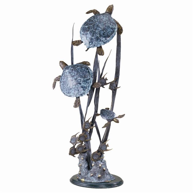 SPI Home Sea Turtle Trio Seascape Sculpture-Iron Home Concepts