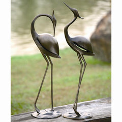 Stylized Garden Heron Pair-Iron Home Concepts