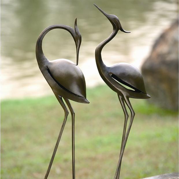 Stylized Garden Heron Pair-Iron Home Concepts