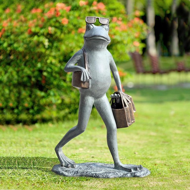 Suave Shopper Frog Garden Sculpture-Iron Home Concepts