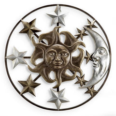 Sun Moon and Stars Wall Plaque-Iron Home Concepts