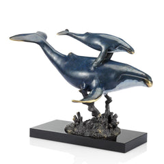 Swiftwater Swim Whale and Calf Statue-Iron Home Concepts