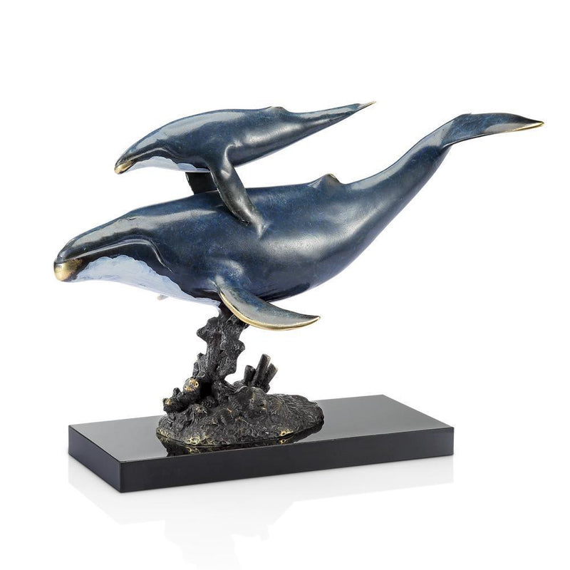 Swiftwater Swim Whale and Calf Statue-Iron Home Concepts