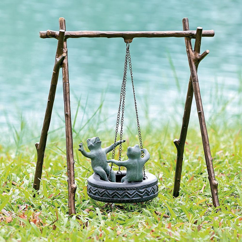 Tire Swing Frogs Garden Sculpture-Iron Home Concepts