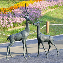 Woodland Watchers Deer Garden Sculptures-Iron Home Concepts